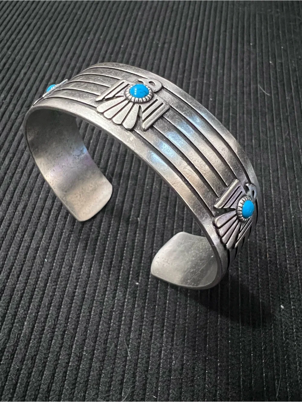 Sterling-Style Turquoise Inlay Cuff Bracelet